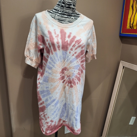 Tie Dye Sweatshirt Mini Dress Sz M - Picture 1 of 6